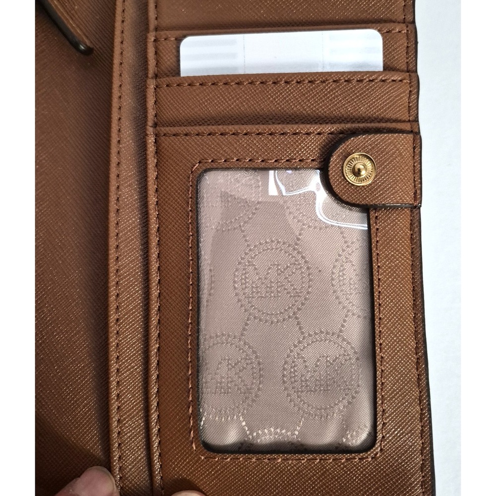 Michael Kors Signature Logo Brown Monogram Wallet Card Organizer MK - Picture 5 of 6